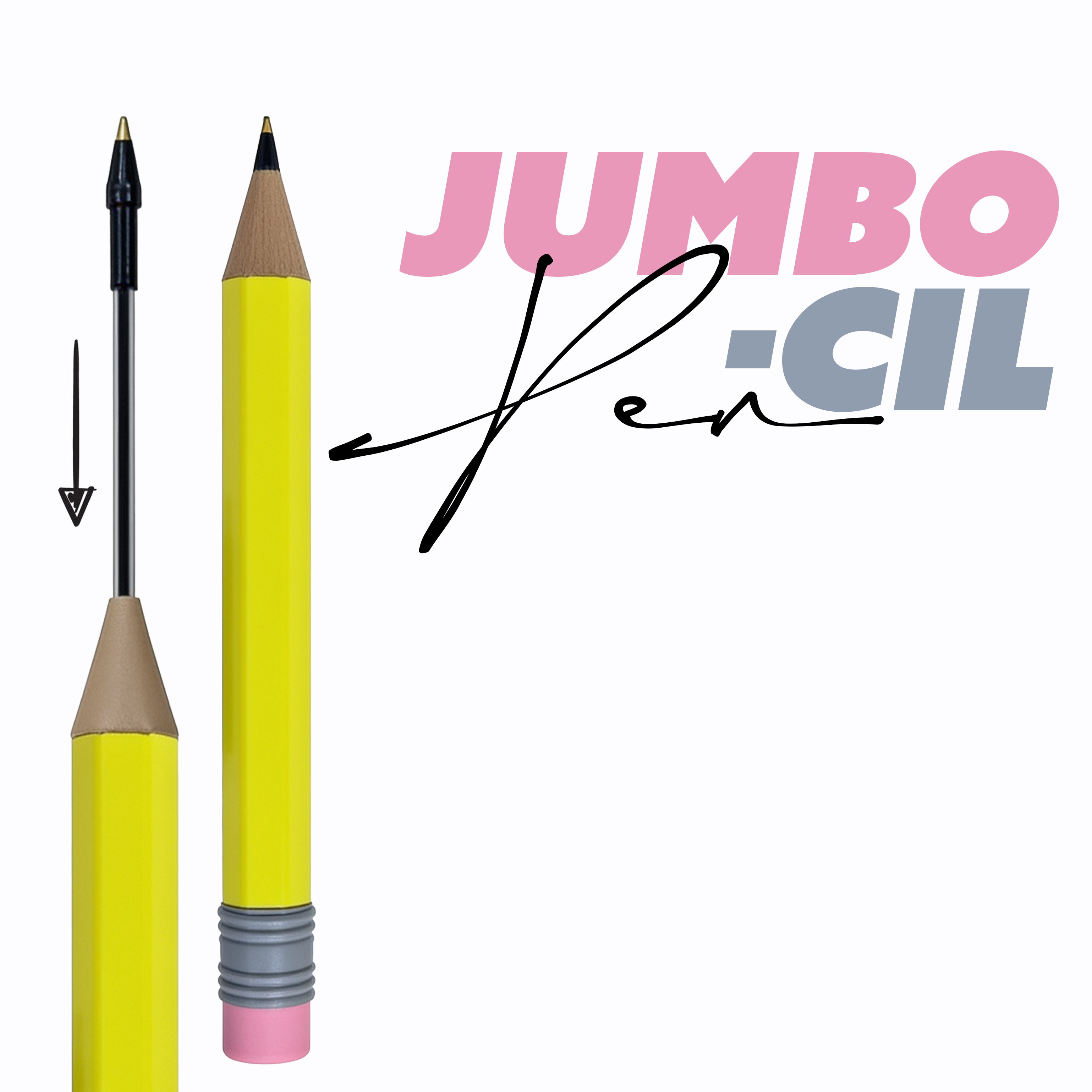 Jumbo Pen-cil — oversized pencil with ballpoint ink refill inside