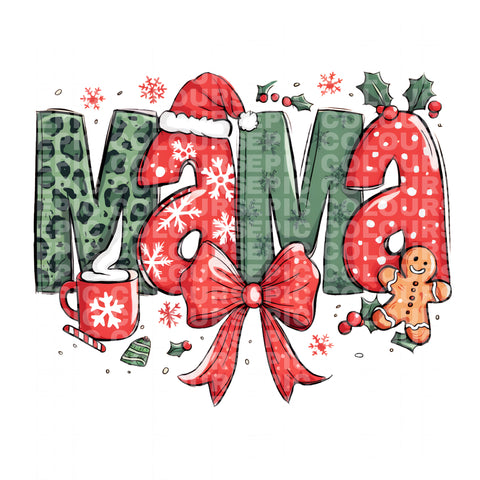 Christmas Themed Mama (DTF Transfer)