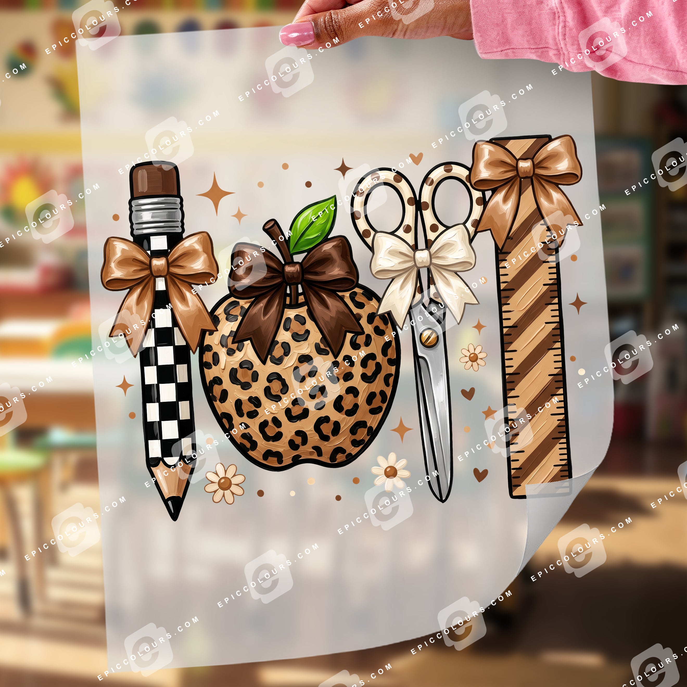 Leopard Bow Teacher Essentials (DTF Transfer)