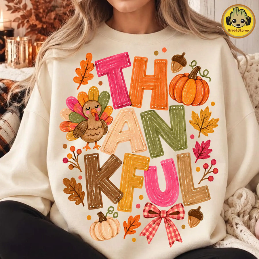 Thankful Turkey & Fall Patchwork | Ready-to-Press DTF Transfer